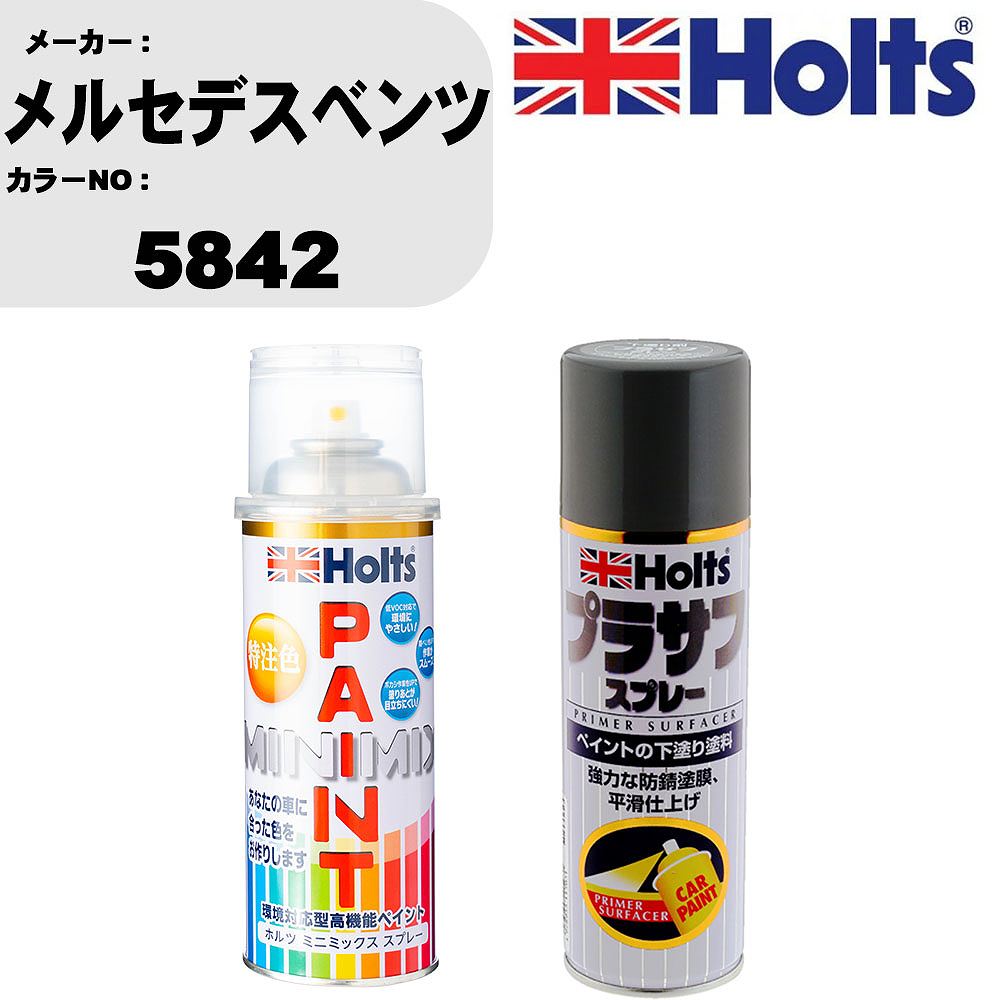 車 塗装 スプレー メルセデスベンツ 5842 ペイントスプレー+プラサフグレー(MH11503)セット カラースプレー ホルツ MINMIX ミニミックス オーダーカラー 補修 カーペイント【TU&SP】