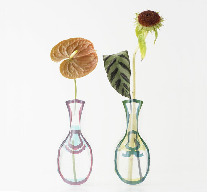ディーブロス 花瓶 [D-BROS公式サイト] Flowervase　フラワーベース　アースカラー　グリーンとの相性もぴったり　ビニール製の花瓶　色の重なりが美しいデザイン　一輪挿し　花器　プチギフト　おしゃれ／D-BROS