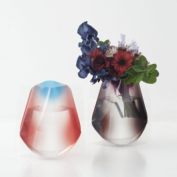 ディーブロス 花瓶 [D-BROS公式サイト] Flowervase　フラワーベース　ビニール製の花瓶　ミニブーケにぴったり　ショートサイズ　花器　おしゃれ　美しいグラデーションのデザイン 713F-RBS／D-BROS