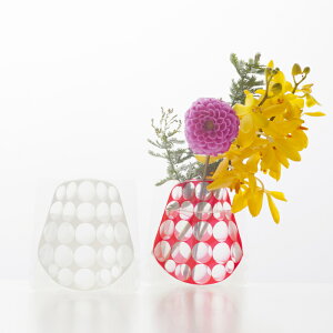 [D-BROS公式サイト] Flowervase　フラワーベース　ビニール製の花瓶　ミニブーケにぴったり　ショートサイズ　おめでたい日にも　紅白のデザイン　 花器　プチギフト　おしゃれ／D-BROS