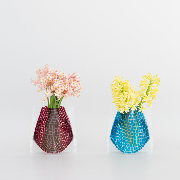 ディーブロス 花瓶 [D-BROS公式サイト]Flower vase　フラワーベース　ショートサイズ　ワインレッド&ブルー　ビニール製の花瓶　720F-GWR/S　花器　プチギフト　おしゃれ／D-BROS