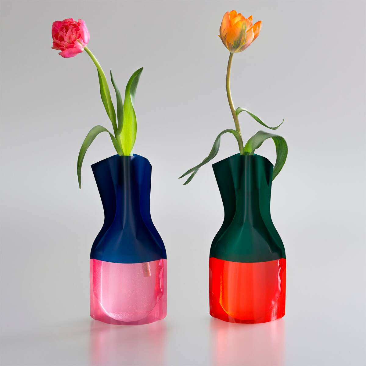 ディーブロス 花瓶 【D-BROS公式サイト】 Flowervase　フラワーベース　ビニール製の花瓶　ツートンカラーのデザイン 2TONE-PR　一輪挿し　花器　プチギフト　おしゃれ／D-BROS