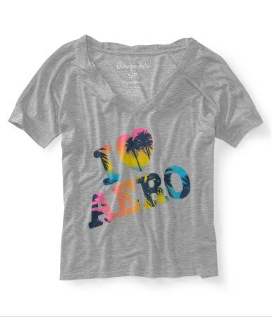 楽天D-cast【正規品】エアロポステール 半袖 シャツ◆aero love island graphic t◆ライトヘザーグレー◆100％ cotton◆レディース【あす楽対応_関東】【0825】