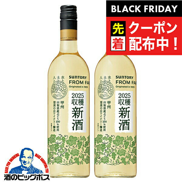ブラックフライデー先着クーポン！【本州のみ 送料無料】ワイン 国産新酒 2025 白ワイン サントリー フロムファーム 日本の新酒 甲州 2025 750ml×2本《002》のサムネイル