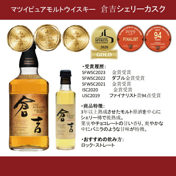 なんと全品10倍！（要エントリー） マツイ ピュアモルトウイスキー 倉吉 シェリーカスク 43度 700ml『SYB』松井酒造