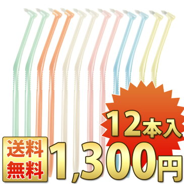 【メール便選択で送料無料】ラピス ワンタフトブラシ Mふつう 12本入(6色アソート) LA-001（メール便4点まで）