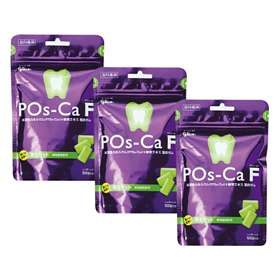 キシリトールガム 歯科専用 ポスカ・エフ(POs-Ca F)パウチタイプ 100g×3袋 歯科専売品【メール便選択で送料無料】