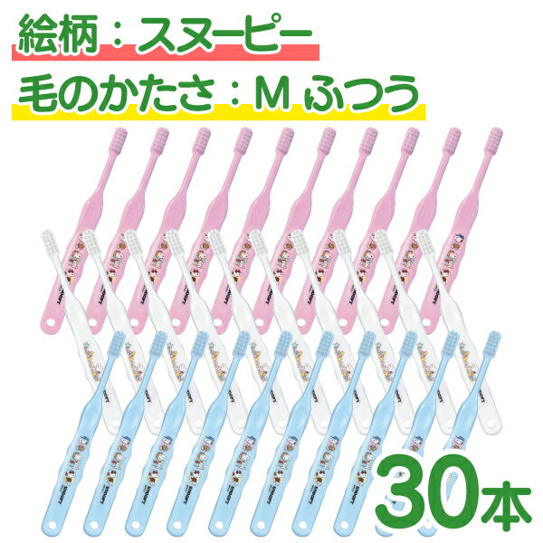 【メール便選択で送料無料】毛の硬さ・絵柄が選べる子供向け歯ブラシ30本セット(ドラえもん・スヌーピー)(メール便2点まで)