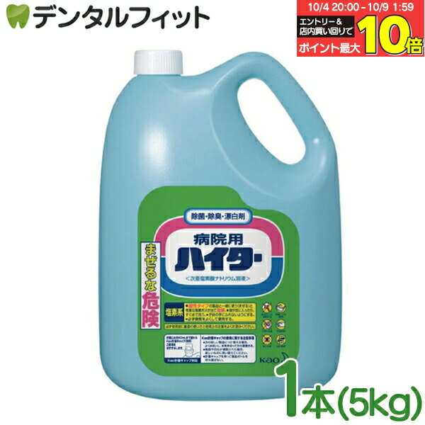 【★エントリー＆店内3点購入でP10倍(10/4 20:00-10/9 1:59迄)】ハイター 業務用 花王プロフェッショナル 病院用 ハイター 5Kg KAO 漂白 洗浄 除菌 次亜塩素酸ナトリウム溶液 黄ばみ黒ずみに シミ 大掃除 トイレ掃除 風呂掃除 大容量【送料無料】