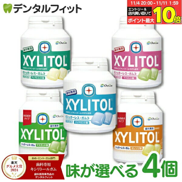 【楽天グルメ大賞2024受賞】キシリトールガム 歯科専用 味の組み合わせが2種類選べる オーラルケア ボトルタイプ 4個セット （153g(90粒相当)/1個） ボトルガム 口臭予防【歯科専用】 【送料無料】