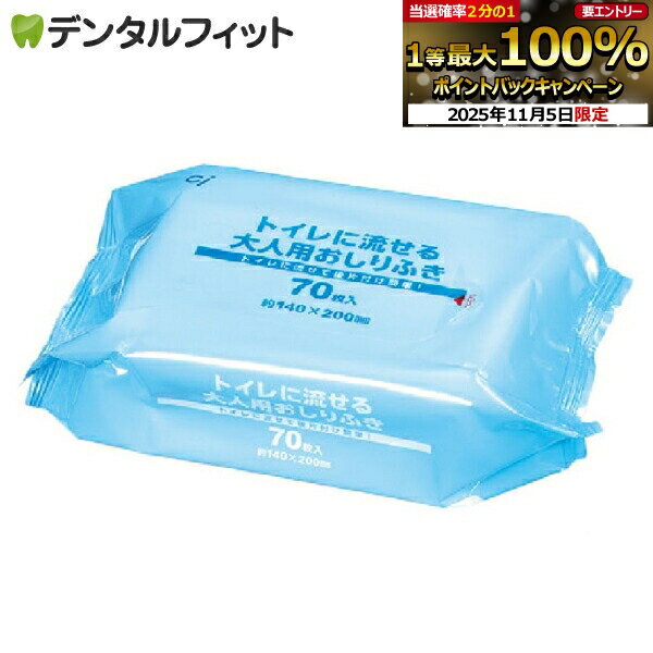 【★エントリーと店内3点購入でP10倍(11/4 20:00-11/11 1:59迄)】Ciメディカル トイレに流せる大人用 おしりふき 1パック(70枚) / 介護 衛生用品 防災グッズ / ノンアルコール 無香料