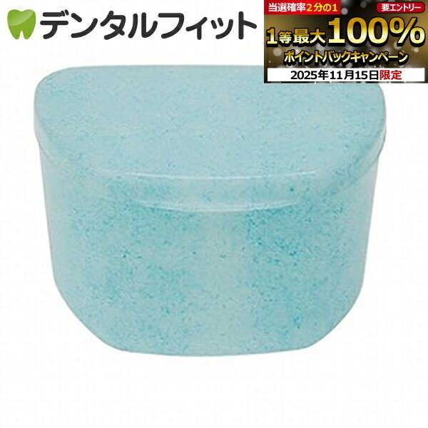 【★ポイント5倍 11/14 10:00-11/16 23:59】抗菌加工入れ歯ケース大 1個 マーブルブルー(国産)