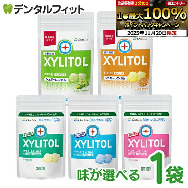 【★ポイント5倍 11/18 23:59迄】キシリトールガム 歯科専用 オーラルケア ガム パウチタイプ 35g(21粒相当) (アップルミント/マスカット/クリアミント/オレンジ/マスカット（味長続きタイプ）/オレンジ(味長続きタイプ))(お一人様各味4個まで)のサムネイル