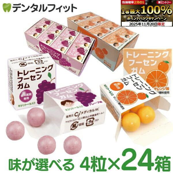 【★エントリーと店内3点購入でP10倍(11/20 20:00-11/27 1:59迄)】キシリトールガム 歯科専用 歯科医院専用トレーニング フーセンガム(4粒×24箱) グレープ味/オレンジ味 風船ガム キシリトール配合 ぶどう みかんのサムネイル