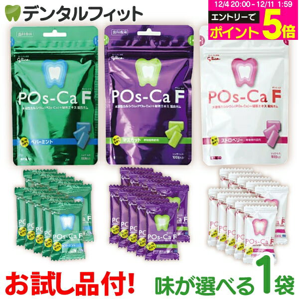 【★エントリーP5倍 12/4-12/11】キシリトールガム 歯科専用 ポスカ・エフ(POs-Ca F)パウチタイプ 100g 1袋 + 個包装お試し品10袋セット 2粒/袋 歯科専売品【メール便選択で送料無料】