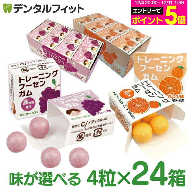 【★エントリーP5倍 12/4-12/11】キシリトールガム 歯科専用 歯科医院専用トレーニング フーセンガム(4粒×24箱) グレープ味/オレンジ味 ..