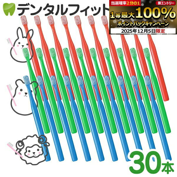 【★エントリーP5倍+先着100円OFFクーポン 12/4-12/11】歯ブラシ デンタルコロン 4列 Mふつう 30本 先細 オールテーパー毛 お得 コンパクトヘッド 激安 職場 キャンプ 家族 【送料無料】
