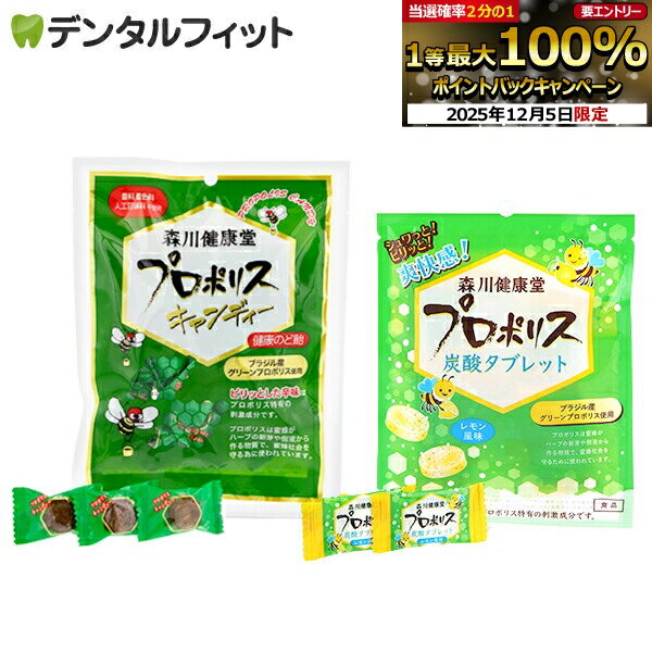 【★エントリーP5倍+先着100円OFFクーポン 12/4-12/11】森川健康堂 プロポリスキャンディ 1袋(100g) + ..