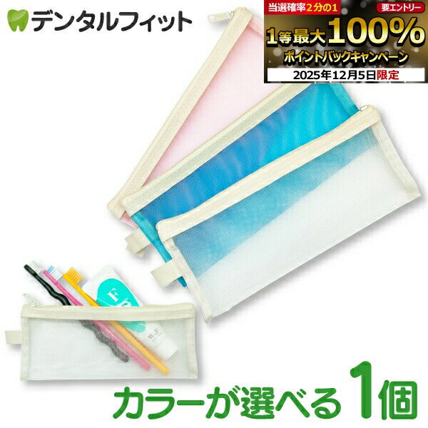 【★エントリーP5倍+先着100円OFFクーポン 12/4-12/11】携帯用 メッシュ歯ブラシポーチ スライダーバッ..