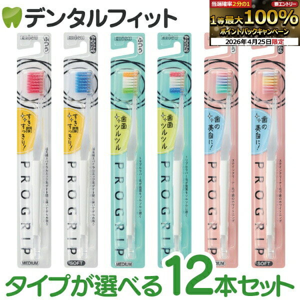 樂天商城 - 【★エントリーでポイント5倍 4/24 20:00-4/27 9:59迄】エビス プログリップ 12本セット タイプ1 タイプ2 タイプ3 カラーアソート 磨きやすく洗練されたデザイン EBiSU PROGRIP 歯ブラシ プログリップハブラシ(メール便1点迄)【メール便選択で送料無料】