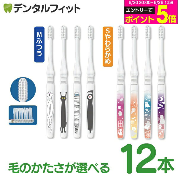 Rakuten - 【★エントリーでポイント5倍 6/20 20:00-6/26 1:59迄】Ciエリート ハロウィン 1箱(12本セット) 4柄アソート Mふつう/Sやわらかめ 【Ciメディカル 歯科専売品 オールテーパー毛 スクエアハンドル 歯ブラシ 】 【送料無料】