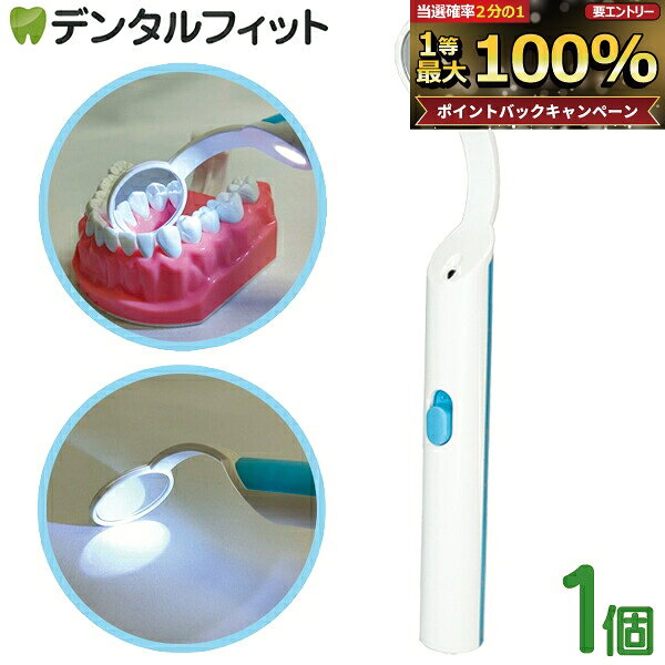 LEDライトミラー 家庭での磨き残しチェックに！ 軽量のため初心者にも使いやすく、ミラーには曇り止め加工がされています。 LEDライトが付いているから、奥歯までしっかり見えます！ ■電源　アルカリボタン電池LR44×3(別売) ■材質　(ハンドル)ABS樹脂、(ミラー)ポリカーボネート ■商品寸法　Φ24mm/全長146mm ■付属品・セット内容　本体、交換用ミラーフイルム×2、ドライバー ■滅菌区分　未滅菌 ■オートクレーブ 不可 ■届出番号　17B2X10001001866　一般医療機器(クラスI) 【ご注意(免責)事項】当店では、サイト上に最新の商品情報を掲載するよう努めておりますが、メーカーの都合等により、商品規格や仕様（容量・成分・パッケージ・原産国など）が予告なく変更される場合がございます。このため、実際にお届けする商品と商品ページ上の情報表記が異なる場合がございますので、ご使用前には必ずお届けした商品の商品ラベルや注意書きをご確認ください。また、商品情報についてページ表記以外の詳細が必要な場合は、メーカー等にお問合せください。