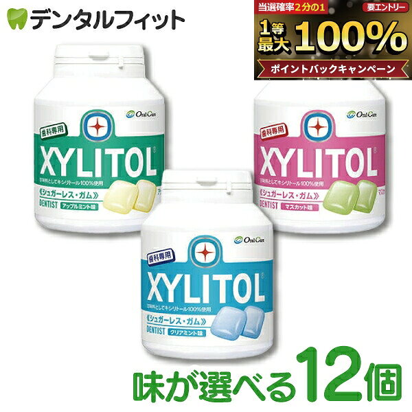 【★先着100円OFFクーポン＋エントリーP5倍 10/4 20:00-10/9 1:59】キシリトールガム 歯科専用 オーラルケア ボトルタイプ 12個セット (153g(90粒相当)/1個) ボトルガム 歯科用【送料無料】