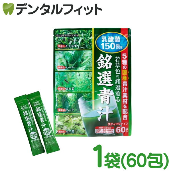【★ポイント5倍 2/19 20:00-2/23 1:59迄】【送料無料】銘選青汁+乳酸菌 1袋(60包) 【 日本製 健康 飲みやすい 国産 大麦若葉 ケール 明日葉 ゴーヤ 桑の葉 】のサムネイル
