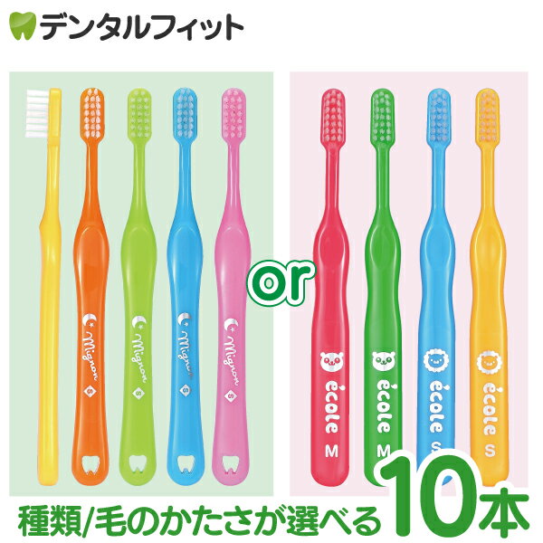 子供用 歯ブラシ「リセラ エコル」「ミニョン」Mふつう/Sやわらかめ 10本セット 乳幼児 幼児〜小学生 キッズ 保育園 幼稚園 【Ciメディカル 歯ブラシ】（メール便4点まで）【メール便選択で送料無料】