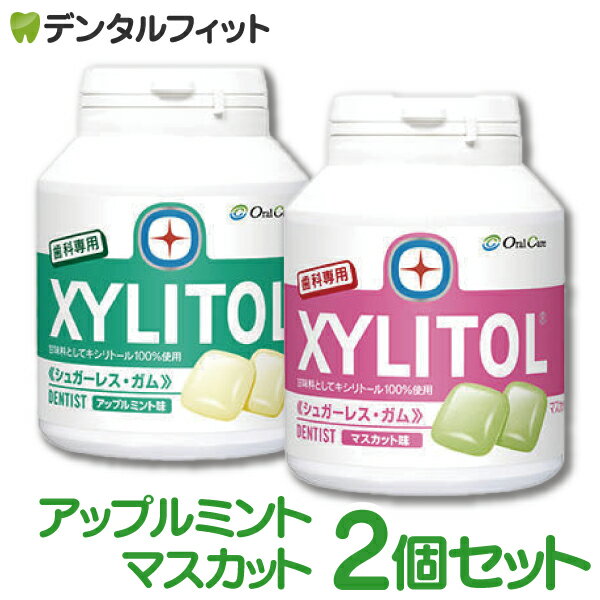 樂天商城 - 【送料無料】オーラルケア キシリトールガム 歯科用 ボトルタイプ 2個セット 153g(90粒相当) アップルミント/マスカット ボトルガム