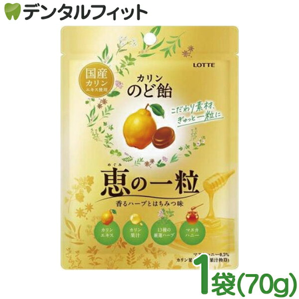 Rakuten - 【クール便対象商品】カリンのど飴 恵の一粒 1袋(70g) ロッテ LOTTE 喉飴 恵みの一粒 のどあめ ハーブエキス カリンエキス カリン果汁 香るハーブとはちみつ味