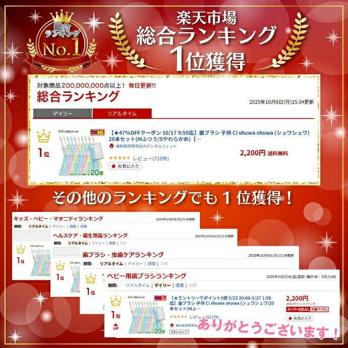 【★40%ポイントバック 10/12 9:59 迄】歯ブラシ 子供 Ci shuwa shuwa (シュワシュ...