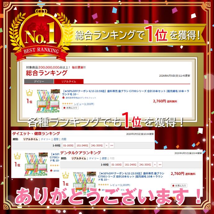 【★40%ポイントバック 7/4 10:00-7/13 9:59迄】歯科専売 歯ブラシ Ci700シリーズ ...