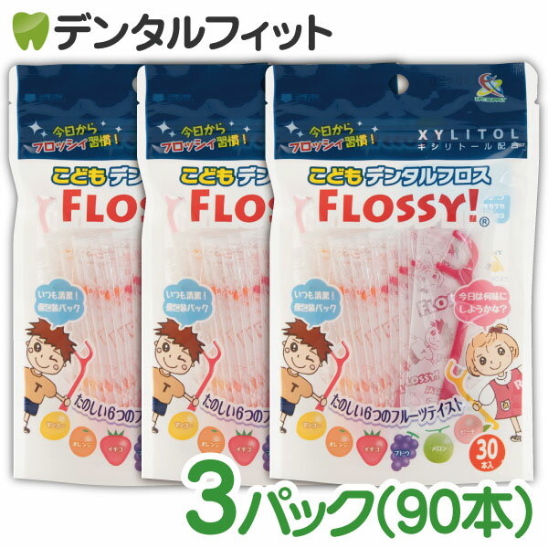 こども専用フロス FLOSSY!(フロッシー) 3袋セット(1袋30本入(個包装)) (メール便2点まで)【メール便選択で送料無料】