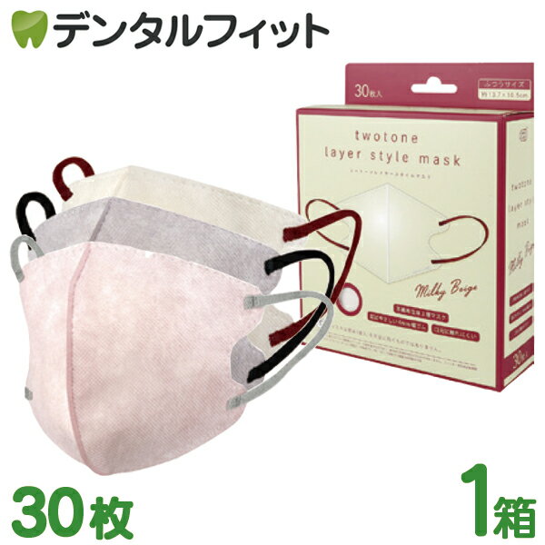 【★ポイント5倍 6/18 23:59迄】MASK LABO マスクラボ 選べるカラー ツートーンレイヤースタイルマスク 1箱(30枚) カラーマスク 血色マスク 肌色マスク ピンク ベージュ グレイ グレー 立体型マスク バイカラーマスクのサムネイル