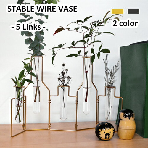 【花瓶 一輪挿し】 STABLE WIRE VASE 5LINKS / ステイブル ワイヤーベース 5リンク フラワーベース ワイヤーフラワーベース アイアンフレーム ガラス 鉄 フラワー 草花 試験管 おしゃれ ゴールド マット 【あす楽対応】