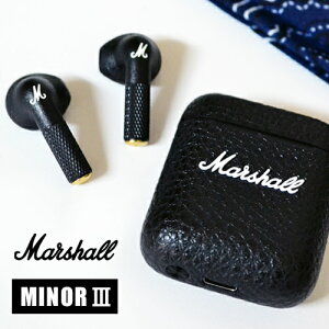 【マーシャル イヤホン】 Marshall MINOR 3 BLACK Bluetooth / マーシャル マイナー3 ブルートゥース トゥルーワイヤレス イヤホン [イヤフォン 完全ワイヤレスイヤホン IPX4 Bluetooth5.2 iPhone スマホ 高音質] 【 国内正規品 あす楽対応】