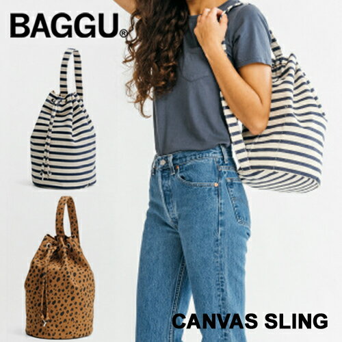 バグゥ エコバッグ BAGGU キャンバス スリングバッグ / バグー CANVAS SLING BAG [スリング バッグ エコバッグ リュックワンショルダー ボーダー カラフル 無地 バグゥ] 【送料無料 ネコポス対応】