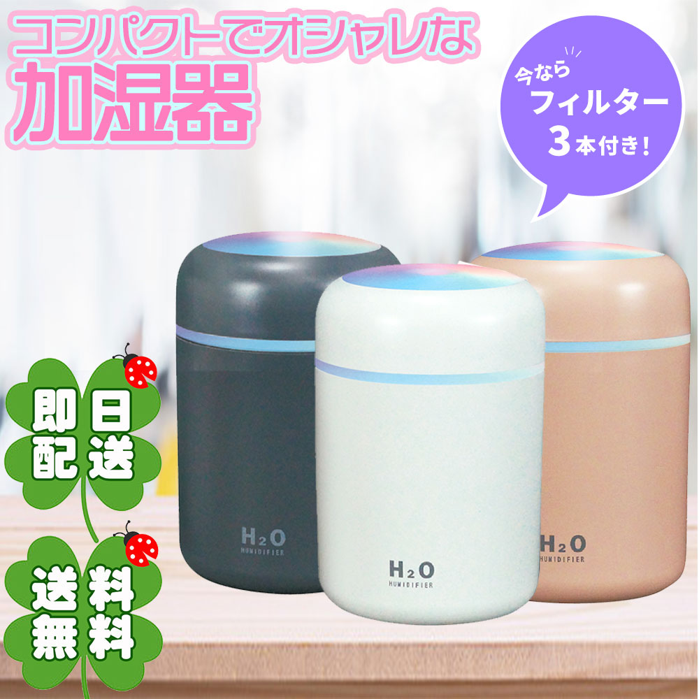 加湿器 卓上 かわいい おしゃれ 加湿器 静音 加湿器 USB 加湿器 オフィス 加湿器 アロマ 静音 小型 除菌 連続加湿約10時間 7色LEDランプ 大容量 250ml 持ち運び便利 空焚き防止 ナチュラル 車載 車用 加湿器 交換フィルター付き