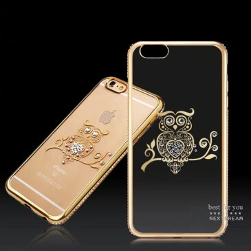 iPhone6s iPhone6s Plus iPhone6 iPhone6 Plus スマホケース デコケース 背面ケース 背面カバー ラインストーン フクロウ きらきら デコケース クリアケース 傘 おしゃれ かわいい ゴージャス 薄型 軽量 華やか TPU素材 耐衝撃 カメラレンズ保護 送料無料