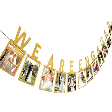 フォトガーランド 結婚式 会場飾り 二次会 写真 飾り付け WE ARE ENGAGED 装飾 アイテム 写真を並べて飾れる ウェルカムスペース 飾り DIY 写真で作る インテリア ペーパーガーランド デコレーション フォトプロップス フォトフレーム 記念日 フォトアルバム 送料無料