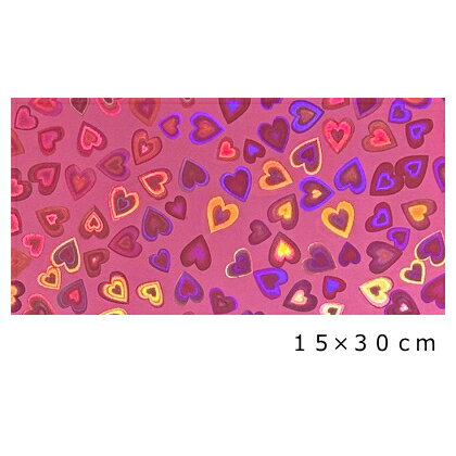 ホログラムシート ハート ローズピンク15cm×30cm