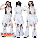 ガールズ スカート アイドル風 k-pop 団体服 発表会 トップス 蝶柄 ダンス衣装 セットアップ 韓国 Y2K ファッション カジュアル 白 袖カバー レッグウォーマー 舞台服 演出服 キッズ 女の子 ステージ衣装 子供服 ヒップホップ 可愛い 120-170cm【D MADE】