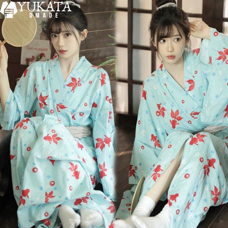 浴衣 レディース セット 小紋 着物 楓葉 紅葉 2点セット ゆかた 腰ひも セパレート 浴衣 おしゃれ 可愛い 大人 女性 10代 20代 30代 シンプル 夏 上品 きれいめ 大人の浴衣 フリーサイズ 中学生 高校生 大学生 赤 ブルー 夏祭り 花火大会