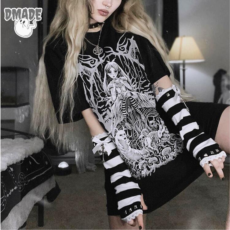 レディース Tシャツ ブラック 黒 トップス ハロウィン コスプレ サブカル系ファッション セクシー シー..