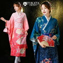 浴衣 レディース 花柄 振袖 ピンク 紺色 2点セット 腰ひも 兵児帯 浴衣 花火大会 夏祭り フリーサイズ レディース浴衣 浴衣 yukata ゆかた 浴衣セ...