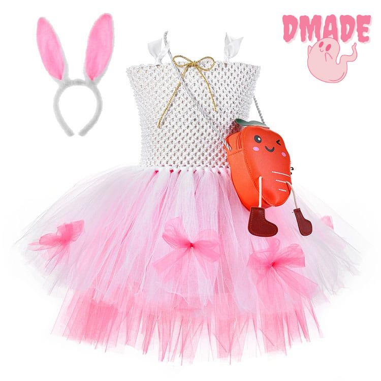 ハロウィン 女の子 衣装 精霊 妖精 子供 ウサギ 仮装 子どもドレス キッズ カチューシャ ショルターバッグ ニンジン 変装 ピンク ハロウィーン ワンピース 女の子 うさぎ コスチューム ホワイト パーティー キッズ 姫系 魔法使い cosplay 兎 コスプレ 仮装 子供