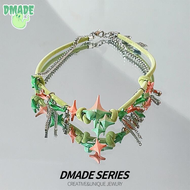 チョーカー ネックレス Y2K グリーン 韓国 チョーカー ネックレス 可愛い ハロウィン 飾り 手作り カッコイイ レディース スターファイア サブカルチャー ダーク パンク アクセサリー スタイリッシュ ガール ネックレス y2k