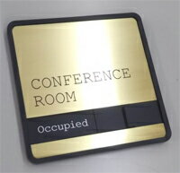 英文版　真鍮　会議室　スライド式 サイン　プレート　ドアプレート　空室・使用中