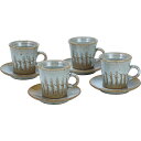 信楽焼 白釉コーヒー碗皿4客セット Cafe-h4 和陶器 和陶コーヒー